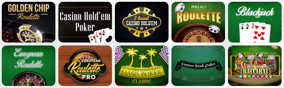 Juegos de mesa en JET CASINO